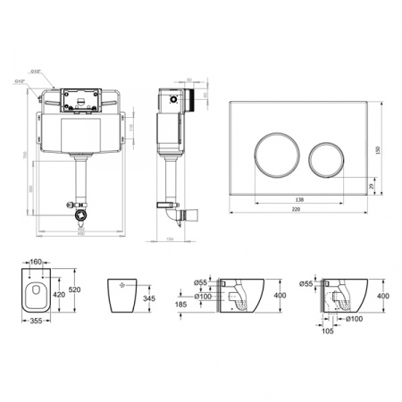 Комплект инсталляции и унитаза 4 в 1 Lavinia Boho Relfix One 77060227