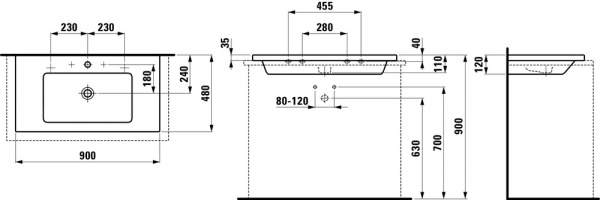 Умывальник Laufen Living 8164340001081 90x48x12