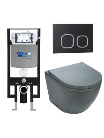 Комплект инсталляции с унитазом Weltwasser AMBERG 497 + MERZBACH 043 MT-GR + AMBERG RD-BL