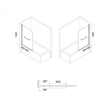 Шторка для ванны IDDIS Ray RAY6CS9i90 90х140