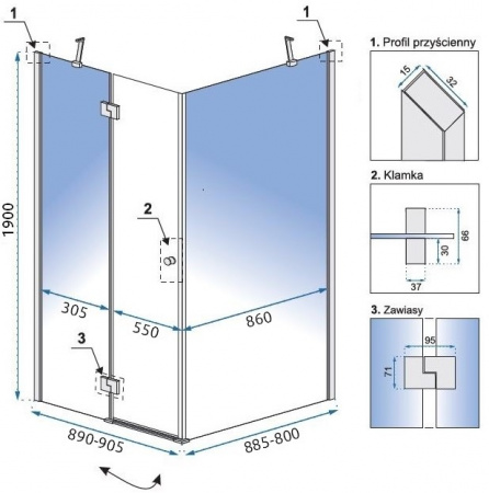 Душевой уголок Rea Easy Clean MADOX 90x90 REA-K4527