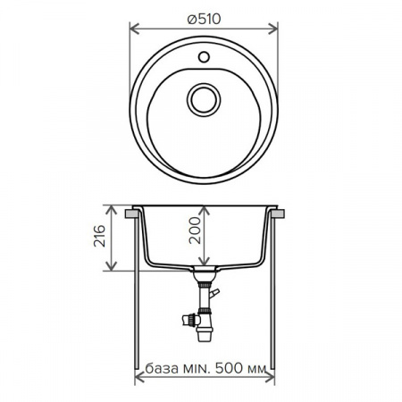 Кухонная мойка Polygran F-08 51x51 серый