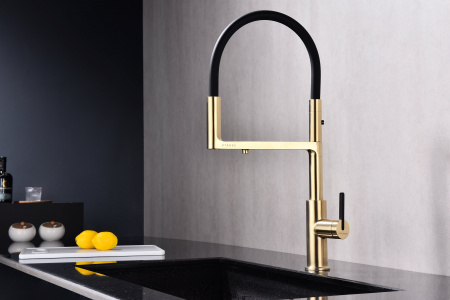 Смеситель для кухни Paulmark TORNADO To213402-SBG, светлое брашированное золото