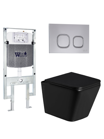 Комплект инсталляции с унитазом Weltwasser AMBERG 497 ST + GELBACH 043 GL-BL + AMBERG RD-CR