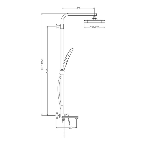 Душевая система Raglo R51.24.03, сатин золотой