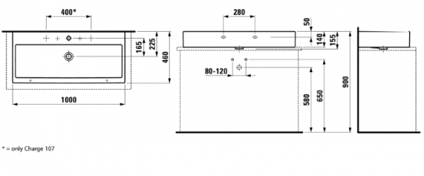 Умывальник Laufen Living City 8184380001091 100x46x15