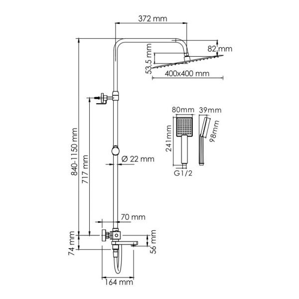 Душевая система WasserKRAFT A199.119.141.087.CH Thermo с термостатическим смесителем