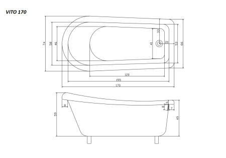 Акриловая ванна Cerutti SPAVITO 170  отдельностоящая  170x74x75 на львиных алюминиевых лапах хром