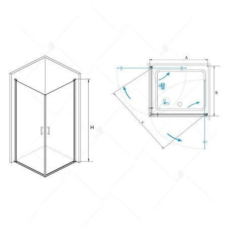 Душевой уголок RGW LE-30 100х100 06123000-11 стекло прозрачное