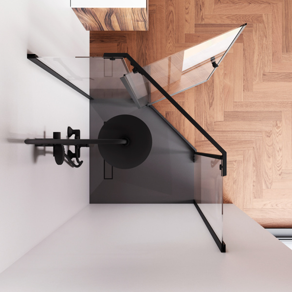 W87G-405-9090-BT Sunny Душевое ограждение AM.PM 5-угольное, распашн дверь 90x90 черный,стекло прозрачное