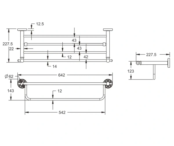 Полка для полотенец Rose RG1008Q, бронза