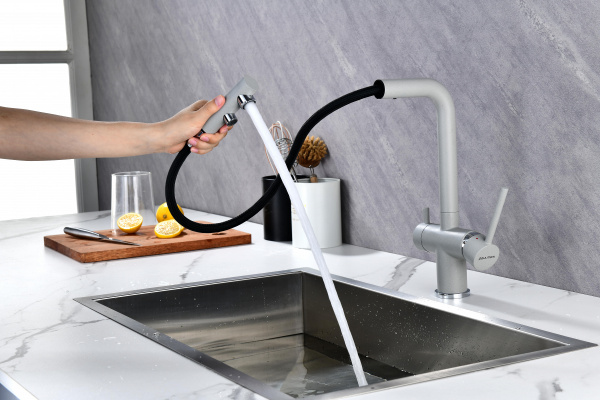 Смеситель для кухни Paulmark SERPENTINE Se213222-GRS, серый дым