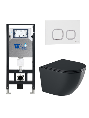 Комплект инсталляции с унитазом Weltwasser AMBERG 506 + MERZBACH 043 GL-BL + AMBERG RD-WT