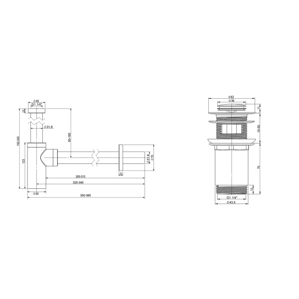 Набор 2 в 1 Wellsee Drainage System 182107001, сифон для раковины, донный клапан, розовое золото