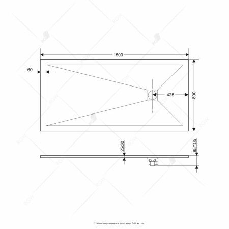 Душевой поддон из искусственного камня RGW ST-0158G 150х80 графит, 16152815-02