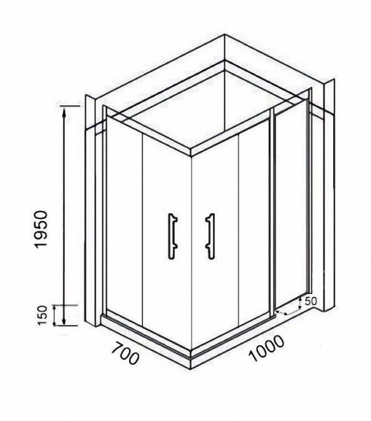 Душевой уголок PARLY QZ71S 70x100x195см с поддоном