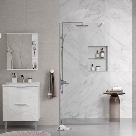 Душевая перегородка, ограждение Reflexion RX200100CCR-17 Walk in 200x100см, прозрачное закаленное стекло 8мм, хромированный профиль