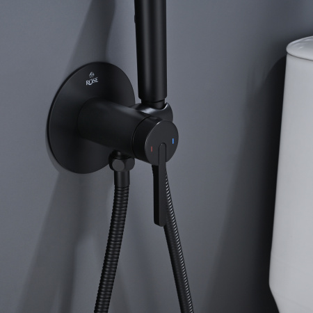 Гигиенический душ со смесителем Rose R235H, черный