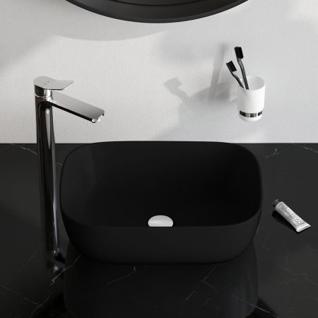 M8FWCC10450BM Func Раковина накладная AM.PM, прямоугольник, 45 см, цвет черный матовый