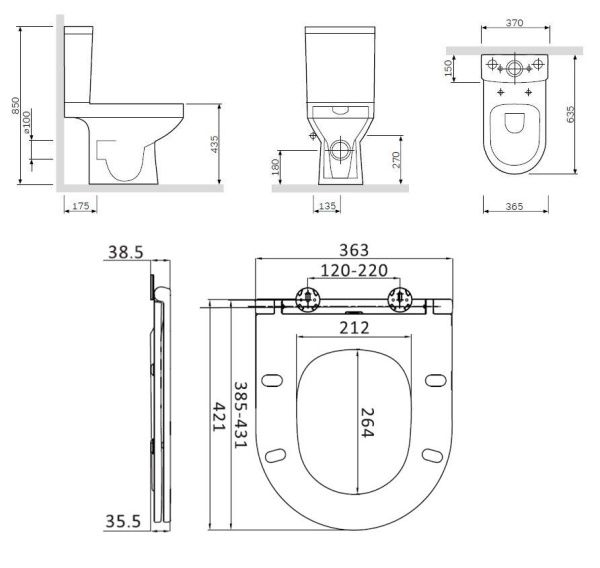 Комплект для ванной комнаты AM.PM Spirit CK70DC зона туалета