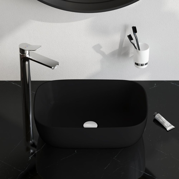 M8FWCC10450BM Func Раковина накладная AM.PM, прямоугольник, 45 см, цвет черный матовый