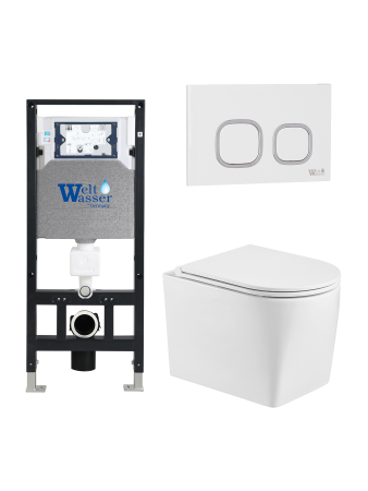 Унитаз с инсталляцией WeltWasser AMBERG 506 + NESENBACH 004 GL-WT + AMBERG RD-WT