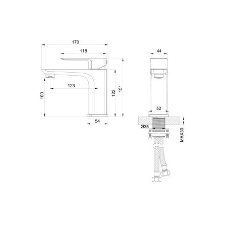 Смеситель для раковины WONZON & WOGHAND, Хром (WW-88139003-CR)