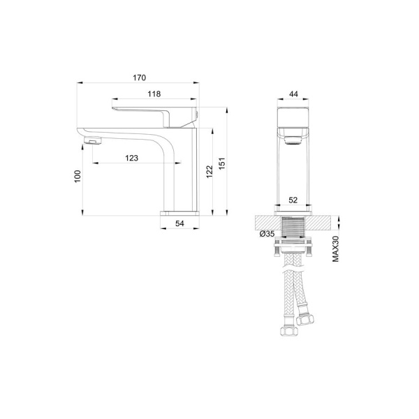 Смеситель для раковины WONZON & WOGHAND, Хром (WW-88139003-CR)