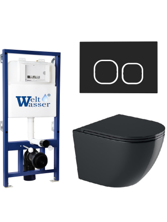 Комплект инсталляции с унитазом Weltwasser BAMBERG 525 + MERZBACH 043 GL-BL + BAMBERG BL