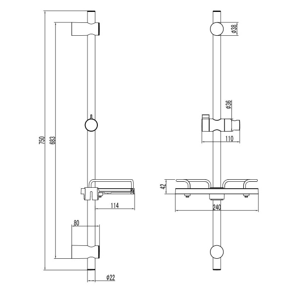 Стойка для душа Lemark LM3775GM с полочкой