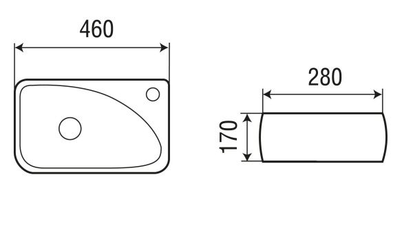 Раковина подвесная WeltWasser WW AISBACH 5096 L 460х280х170