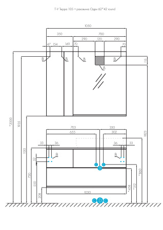 Тумба под раковину AQUATON Терра 105 дуб кантри, антрацит 1A246901TEKA0