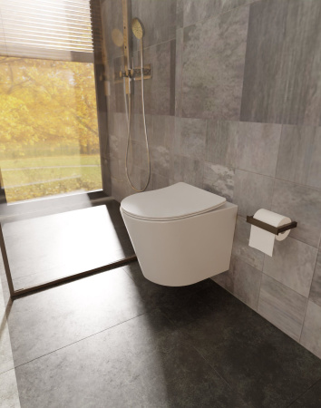 AQM2001 Унитаз подвесной с сиденьем SoftClose, технология смыва Rimless, скрытый крепеж. 515x355x365