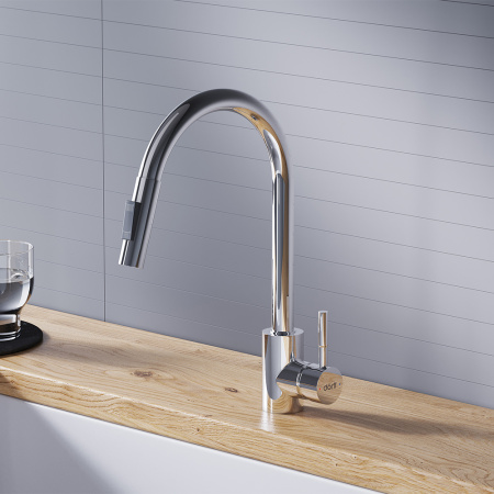 D3007500 Logic Кухонный смеситель Dorff вытягивающимся изливом Logic, хром