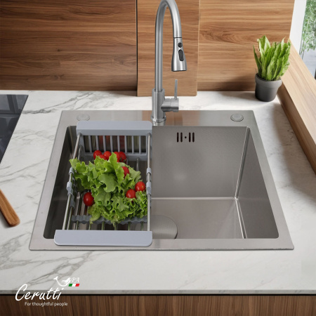 Мойка GLORIA50 nano embos (матовый хром) кухонная из нержавеющей стали (500х500х220) Ceruttispa