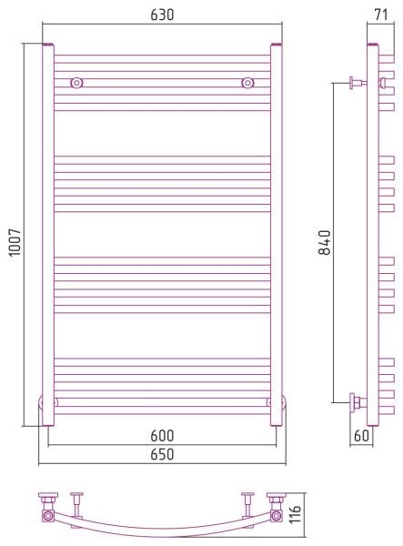 Полотенцесушитель Сунержа Аркус 1000x600 00-0251-1060