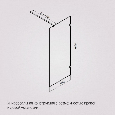 W94WI-100-F1-MTE Душевая перегородка AM.PM X-Joy 100x195, стекло прозр. 6 мм + покрытие, фурнитура мат хром