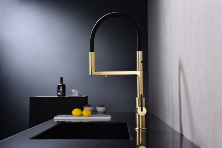 Смеситель для кухни Paulmark TORNADO To213402-SBG, светлое брашированное золото