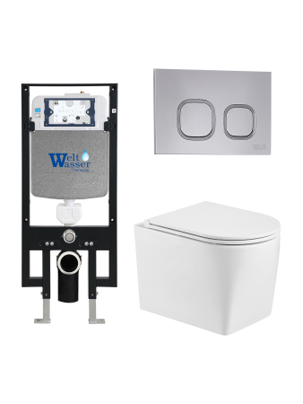 Унитаз с инсталляцией WeltWasser AMBERG 497 + NESENBACH 004 GL-WT + AMBERG RD-CR