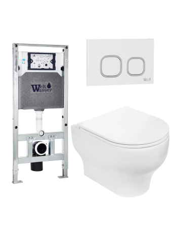 Унитаз с инсталляцией WeltWasser AMBERG 506 ST + ERLENBACH 004 GL-WT + AMBERG RD-WT