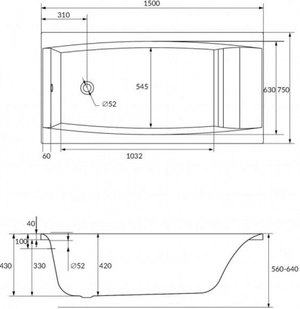 Акриловая ванна Cersanit Virgo 150x75 P-WP-VIRGO*150-W