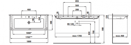 Умывальник Laufen Living Square 8164380001471 180x48x12