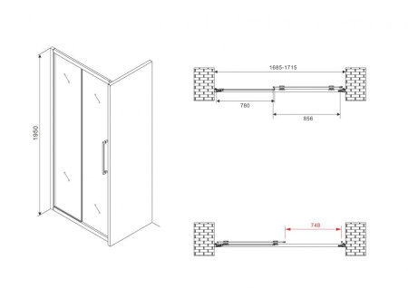 Душевая дверь ABBER Schwarzer Diamant AG30170BH