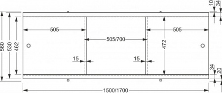 Фронтальная панель для ванны Cersanit Universal 150 PA-TYPE3*150-W