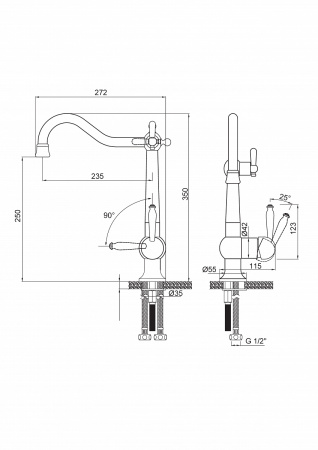 Смеситель для кухни Paulmark RETRO Re213226-401, антрацит