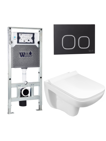 Унитаз с инсталляцией WeltWasser AMBERG 506 ST + KEHLBACH 004 GL-WT + AMBERG RD-BL