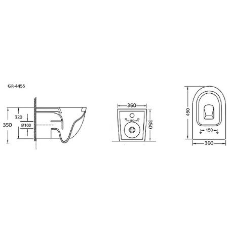 Унитаз подвесной Grossman GR-4455S безободковый с крышкой duroplast, soft-close, белый