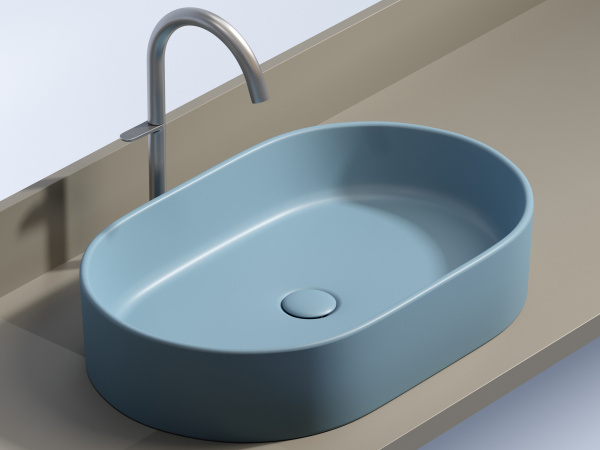 Умывальник чаша накладная овальная Ceramicanova Element 608*385*122мм, Голубой матовый, CN6048ML