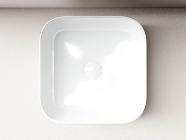 Умывальник чаша накладная квадратная Ceramicanova Element 385*385*135мм, Белый, CN6012