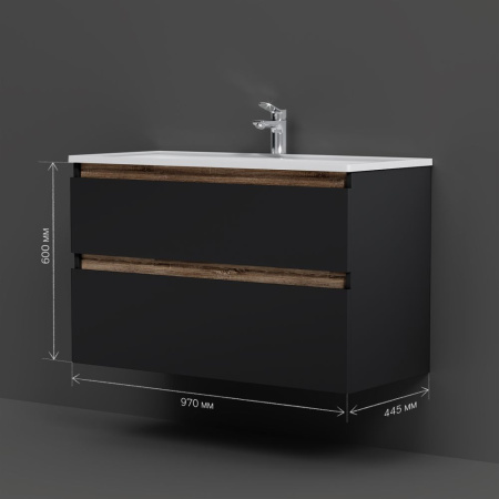 M85AFHX1002BM X-Joy База под раковину AM.PM, подвесная, 100 см, 2 ящика, черный матовый